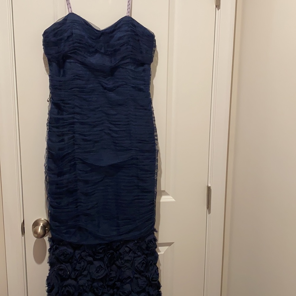 Js Collection, Navy Blue Fishtail Gown , Size 10 - image 2